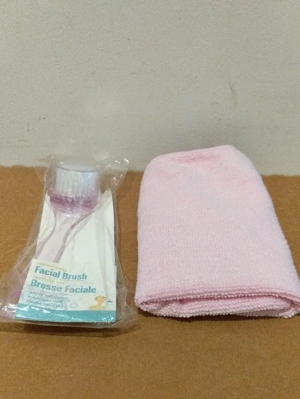 Facial Brush and Pink Microfiber Cloth